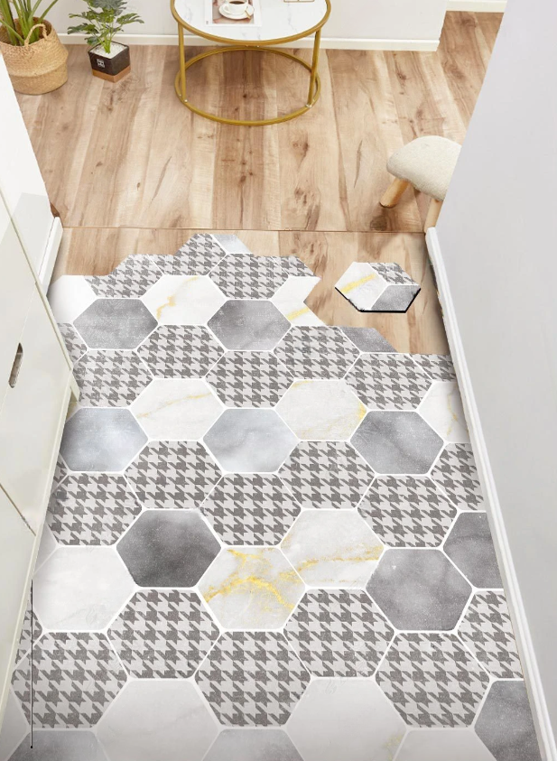 Грязезащитный коврик придверный Гусиная лапка с нескользящей основой 120х120 см (KRS025)