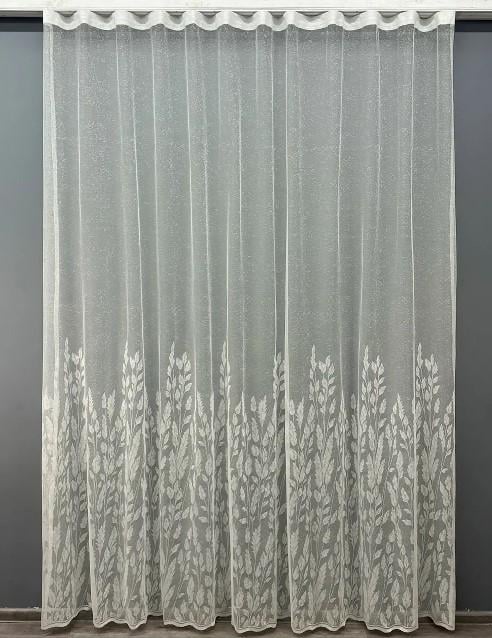 Тюль жаккард в спальню/гостиную с вышивкой Молочный (1457т)