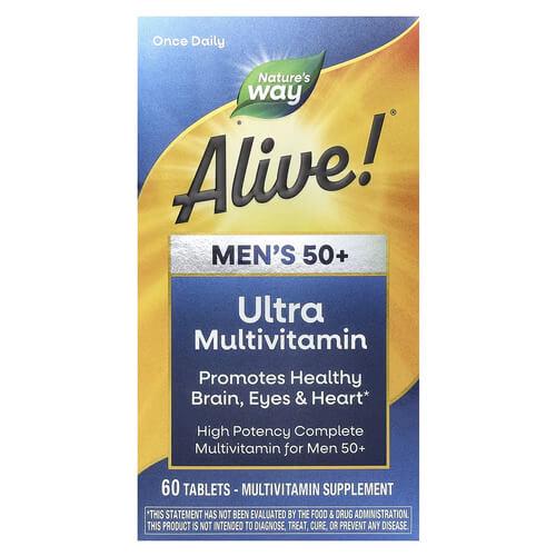Вітаміни для віку 50+ Nature's Way Alive! Men's 50+ Ultra Potency Complete Multivitamin 60 tab (NWY-15691)