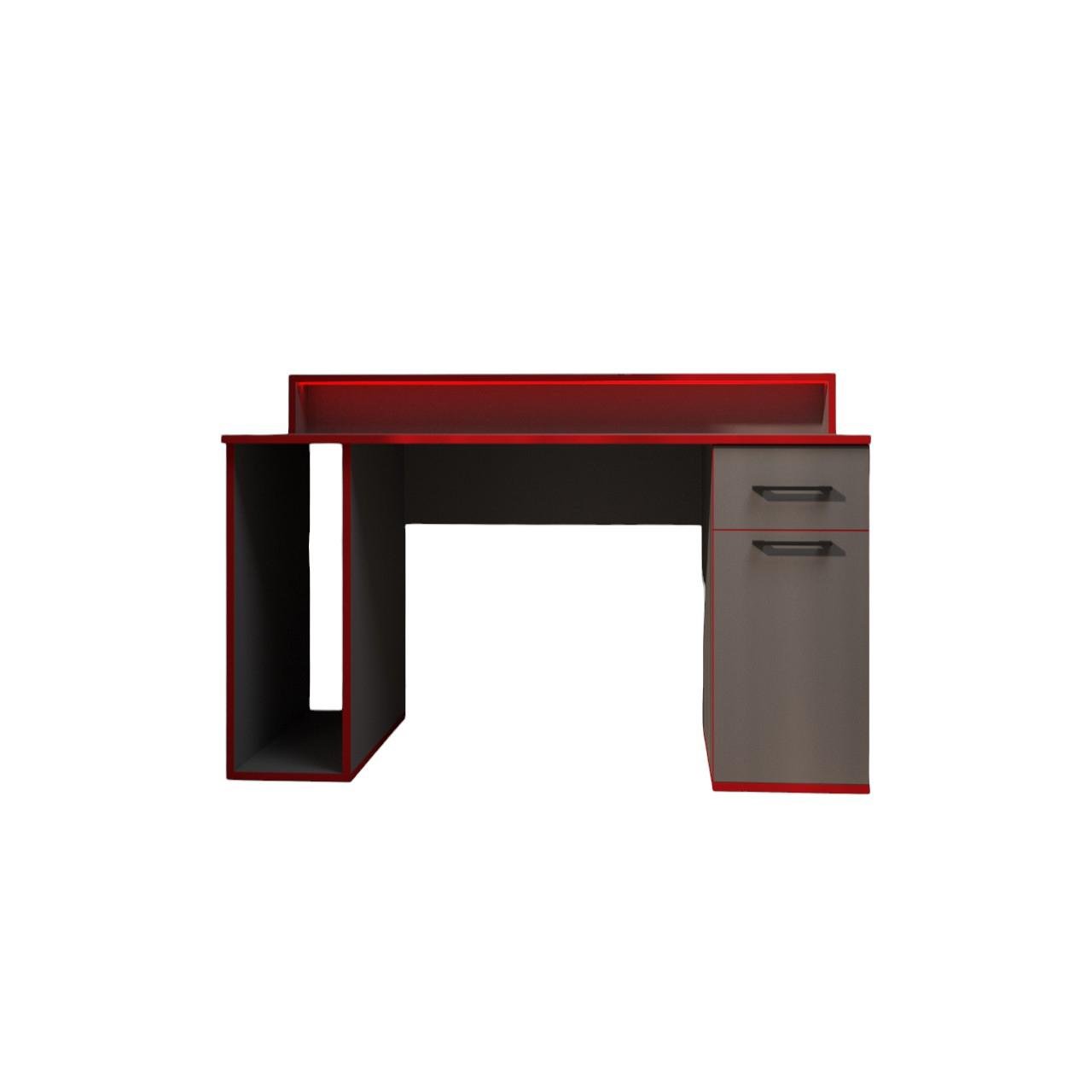 Компьютерный стол Mebellini Комбо MODERN 1250х710/860х600 мм Анрацит с красной кромкой (арт.SKEP1000-081) - фото 6 Компьютерный стол Mebellini Комбо MODERN 1250х710/860х600 мм Анрацит с красной кромкой (арт.SKEP1000-081) - фото 6