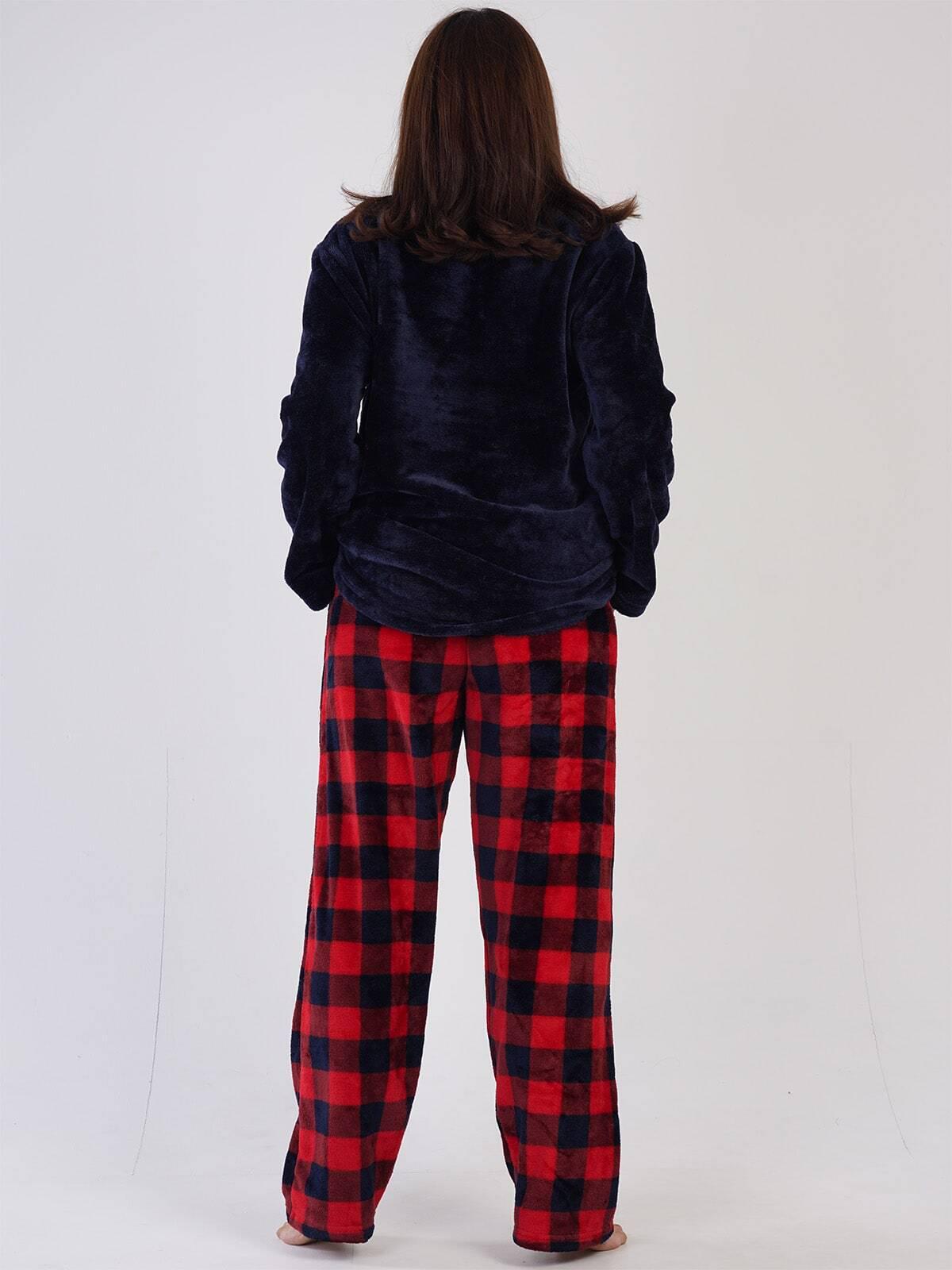 Пижама женская с брюками Vienetta Soft&Pure Welsoft 304083k теплая махровая 2XL Синий с красным (30070886) - фото 2 Пижама женская с брюками Vienetta Soft&Pure Welsoft 304083k теплая махровая 2XL Синий с красным (30070886) - фото 2
