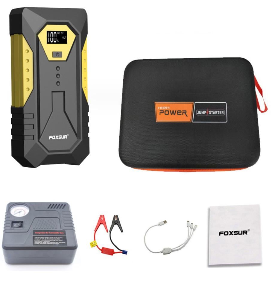 Пускозарядное устройство Foxsur FJS-600 бустер для авто и компрессор 26800 mAh 800A