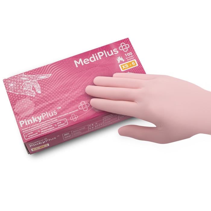 Перчатки нитриловые MEDIPLUSyPlus неопудренные XS 100 шт. Pink - фото 2