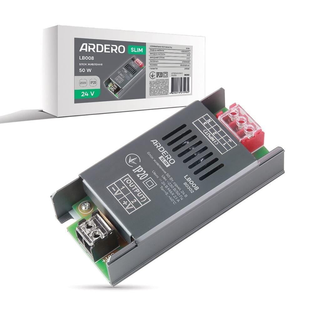 Блок питания для LED ленты ARDERO LB008 24V 50 Вт IP20 (80302) Блок питания для LED ленты ARDERO LB008 24V 50 Вт IP20 (80302)
