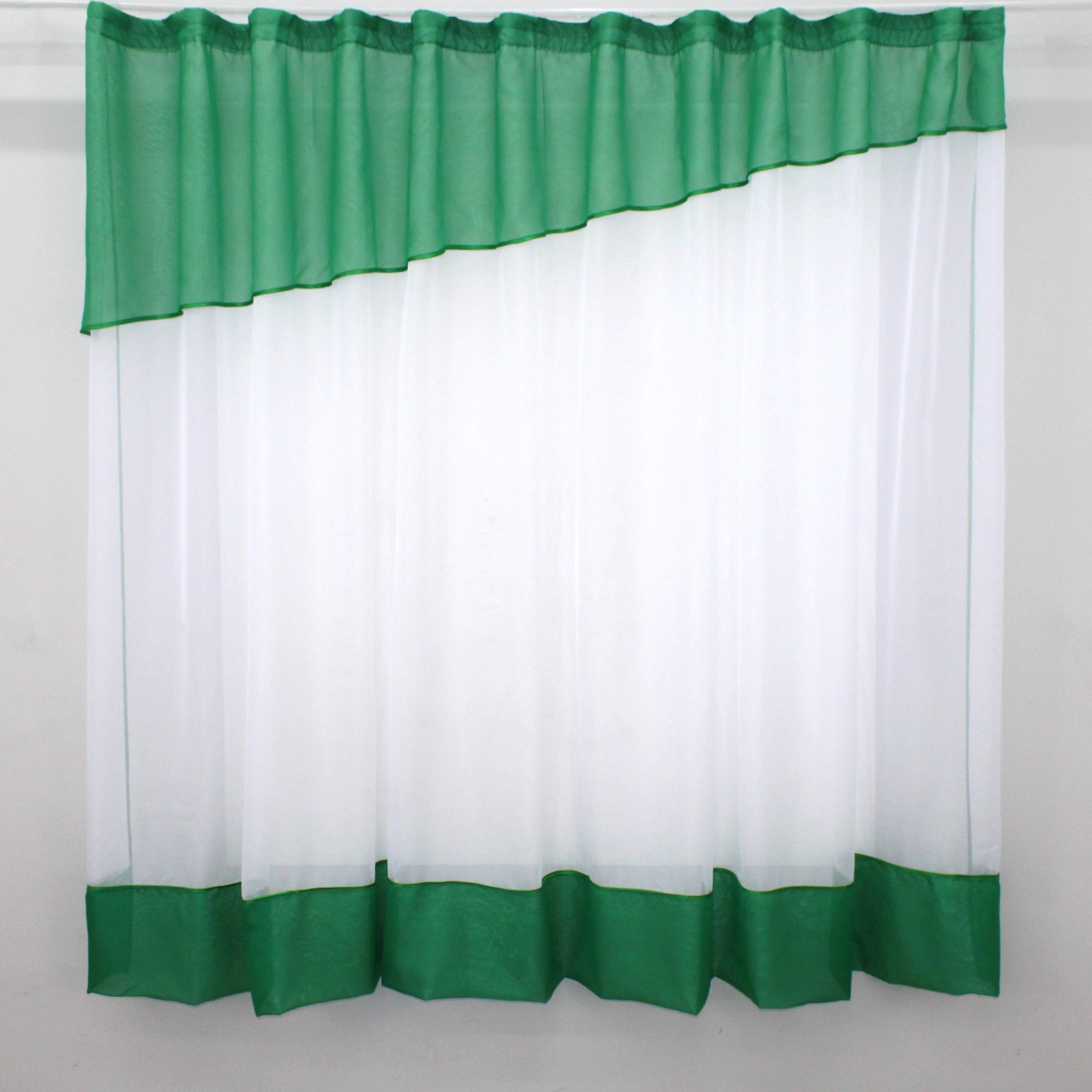 Занавеска кухонная VR-Textil № 047к 280х170 см Белый/Зеленый (52-0354)