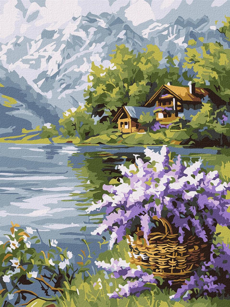 Картина по номерам Ideyka art_selena_ua Сиреневая корзина полотно на подрамнике 30x40 см (KHO6357/2604089226)