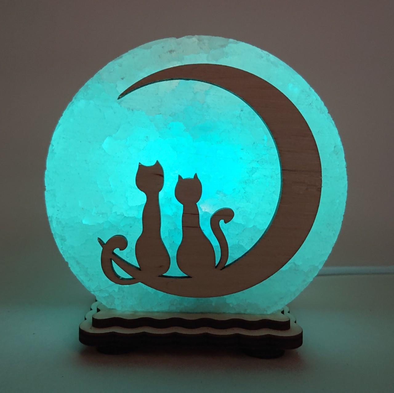 Соляной светильник Коты на Луне (KM-00008-b)