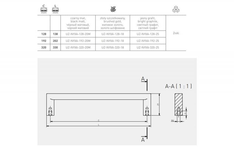 Меблева ручка GTV NYXA C-128 мм Золото браш (UZ-NYXA-128-18) - фото 4 Меблева ручка GTV NYXA C-128 мм Золото браш (UZ-NYXA-128-18) - фото 4