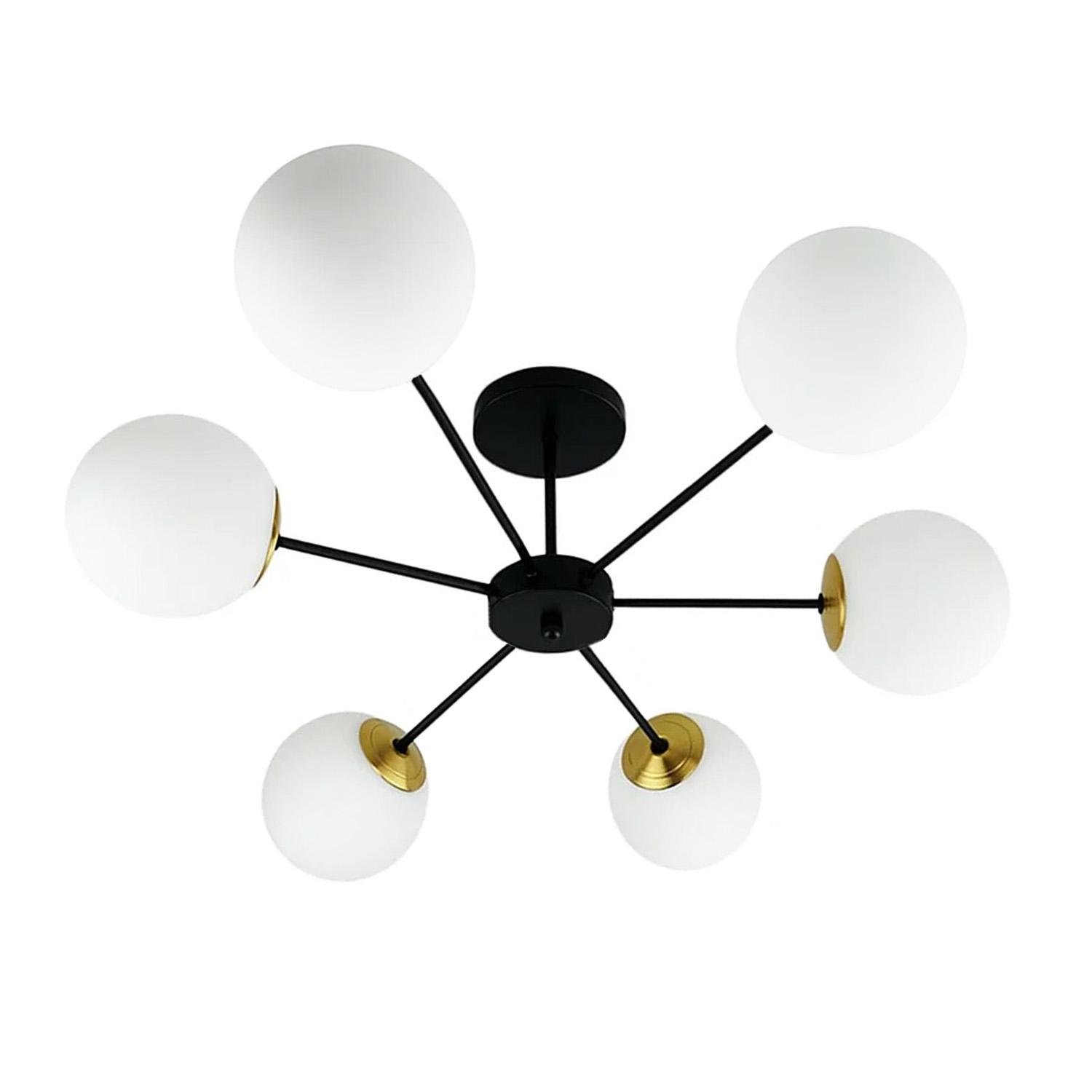 Люстра в сучасному стилі Aeris-6 зі скляними кулями діаметром 130 мм
