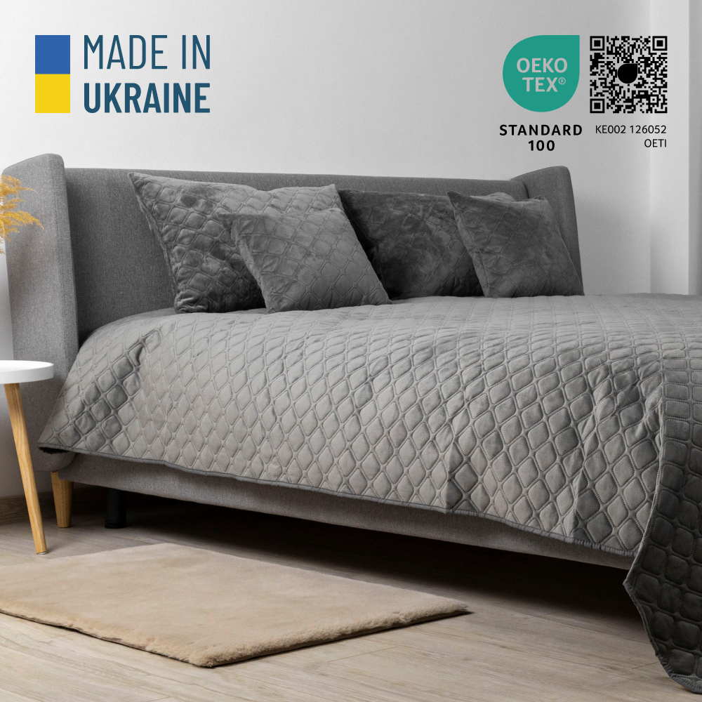 Покривало ТЕП VELOUR ромб круглий 240х260 см Сірий (4-00518 22394) - фото 9