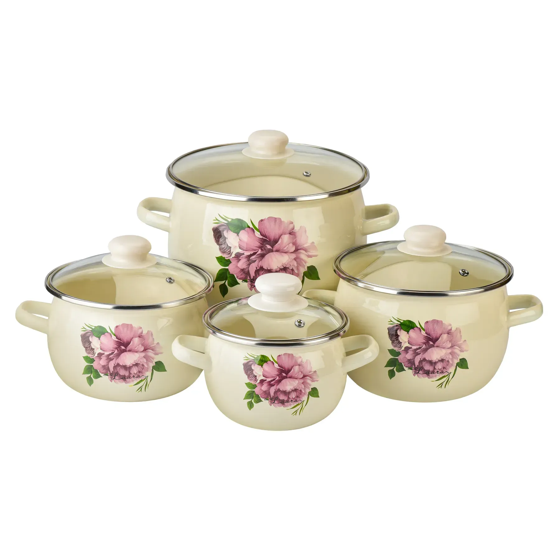 Набір каструль Лаура зі скляними кришками 4 шт. (18738902)