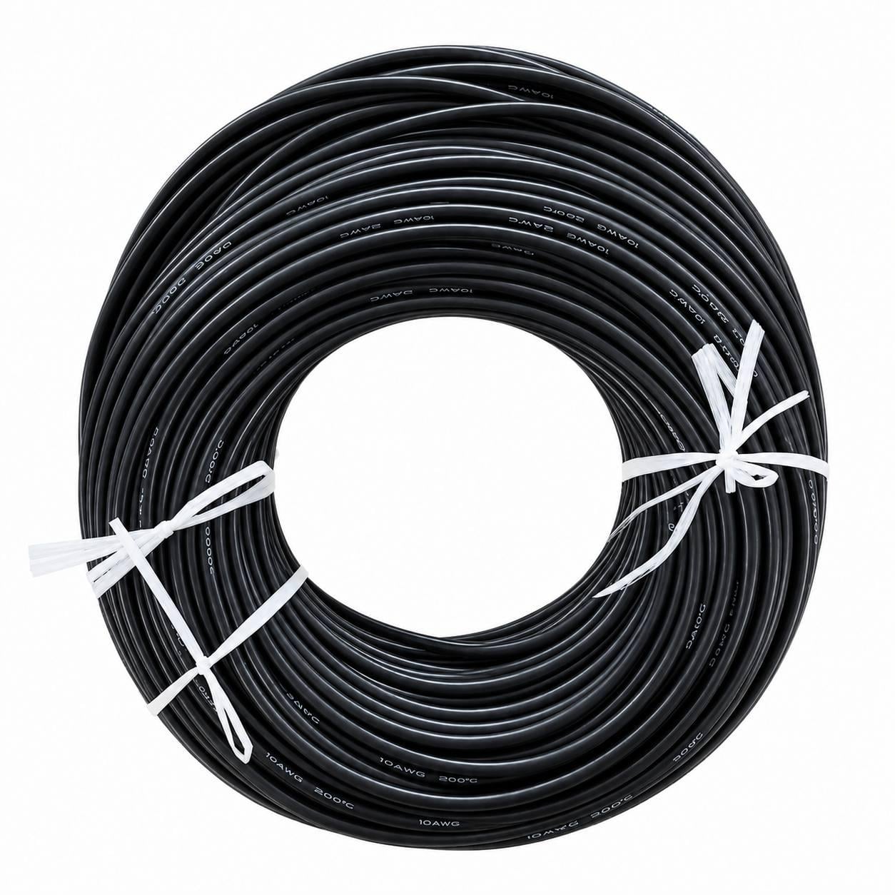 Кабель 10AWG силіконовий багатожильний мідний луджений бухта 100 м Чорний (03101)