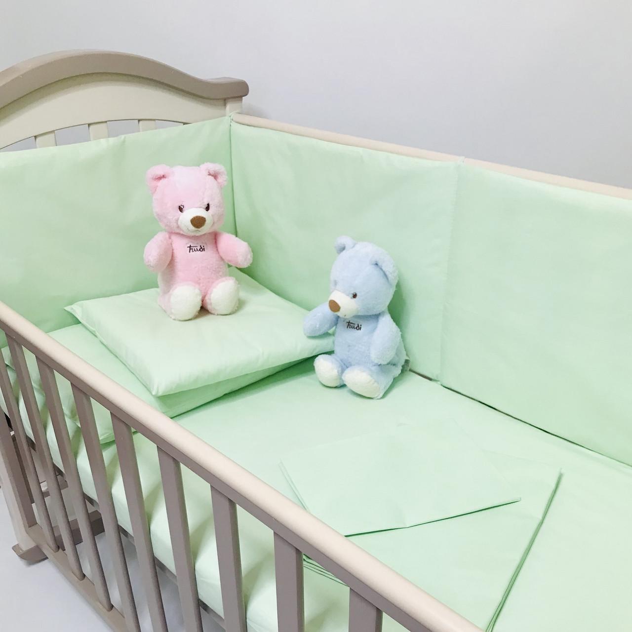 Бортики защита в детскую кровать Penetka бязь 120x40/60x40 см Салатовый (6500.120.40.96) - фото 2 Бортики защита в детскую кровать Penetka бязь 120x40/60x40 см Салатовый (6500.120.40.96) - фото 2