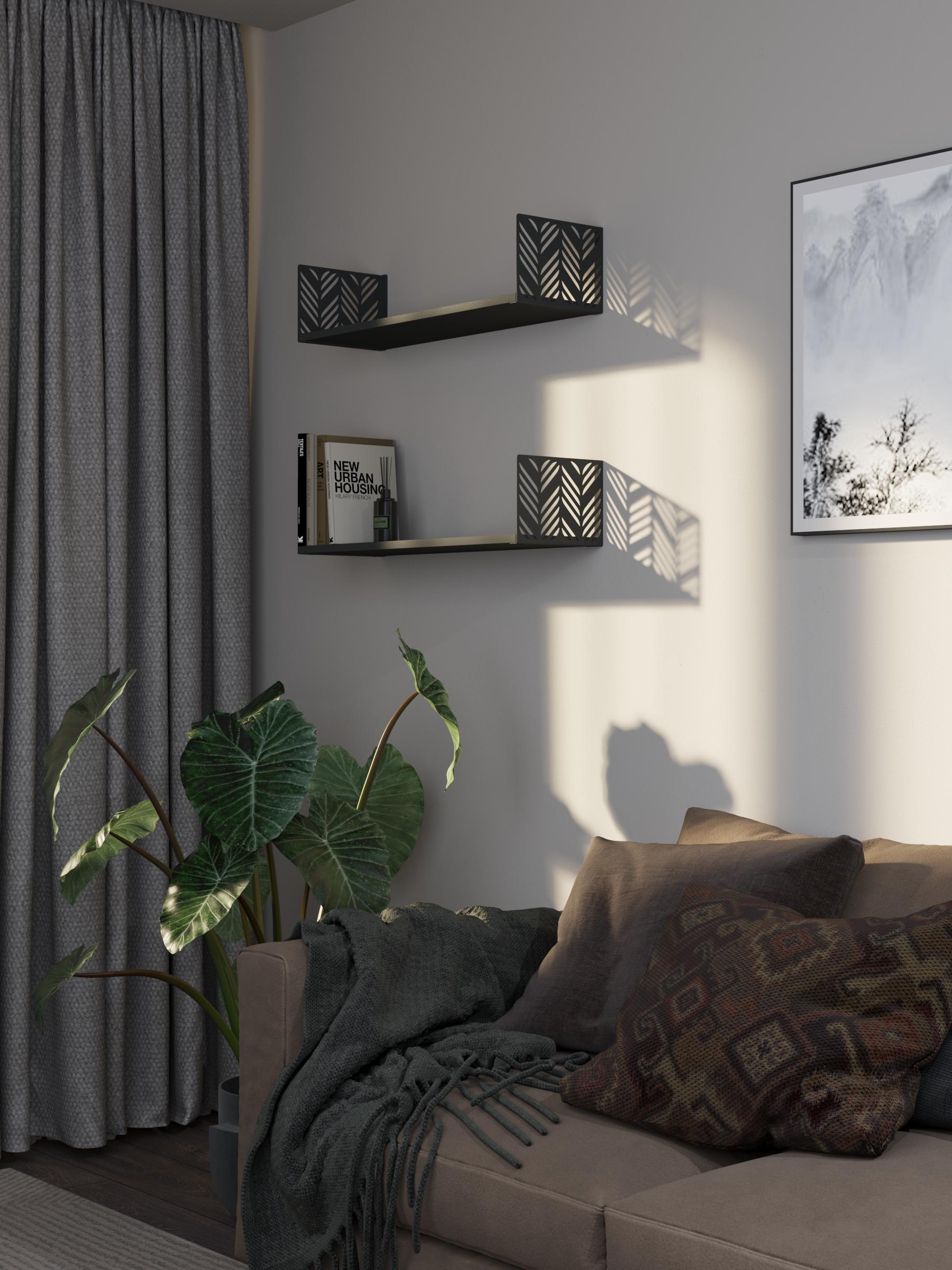 Полка навесная из ЛДСП 17х70х22 см Антрацит (381007)