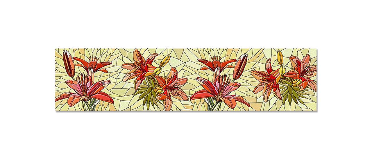 Наліпка вінілова на кухню Zatarga Вітраж Лілії 600х2500 мм (1274515606) Наліпка вінілова на кухню Zatarga Вітраж Лілії 600х2500 мм (1274515606)