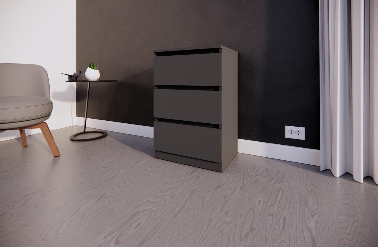 Комод MEBEX на 3 шухляди 60х40х77,4 см Сірий темний (VM3B600DG) - фото 5 Комод MEBEX на 3 шухляди 60х40х77,4 см Сірий темний (VM3B600DG) - фото 5