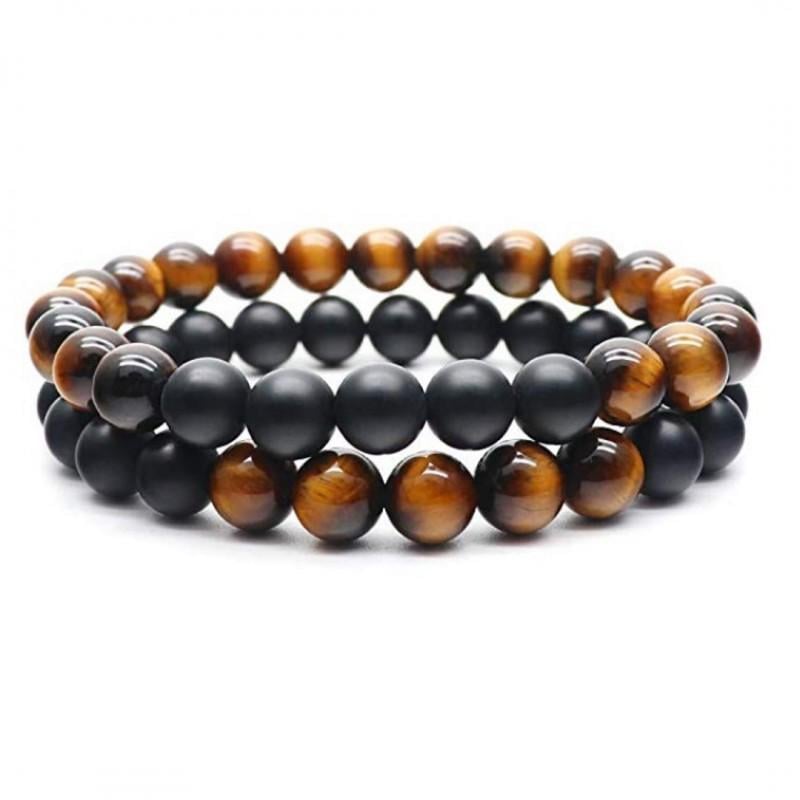 Браслети парні із шунгіту та тигрового ока р. 23 (70040)