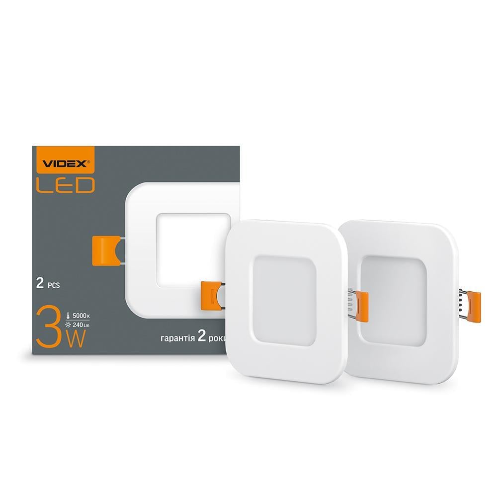 LED светильник VIDEX встроенный 3W VL-DLS-035 5000K квадрат (100190)