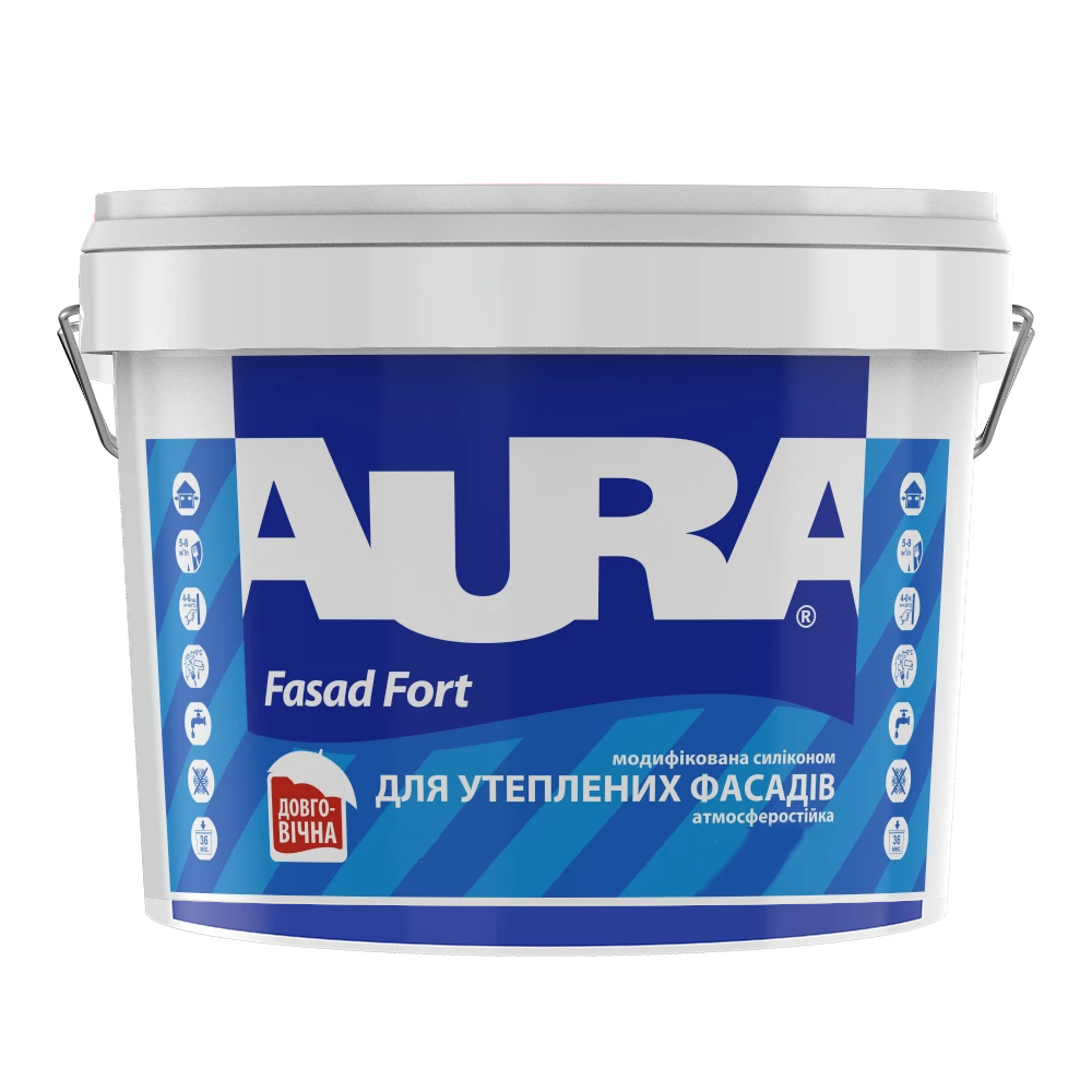 Фарба силіконізована фасадна Aura FASAD FORT 10 л Білий В1 (1777522169)
