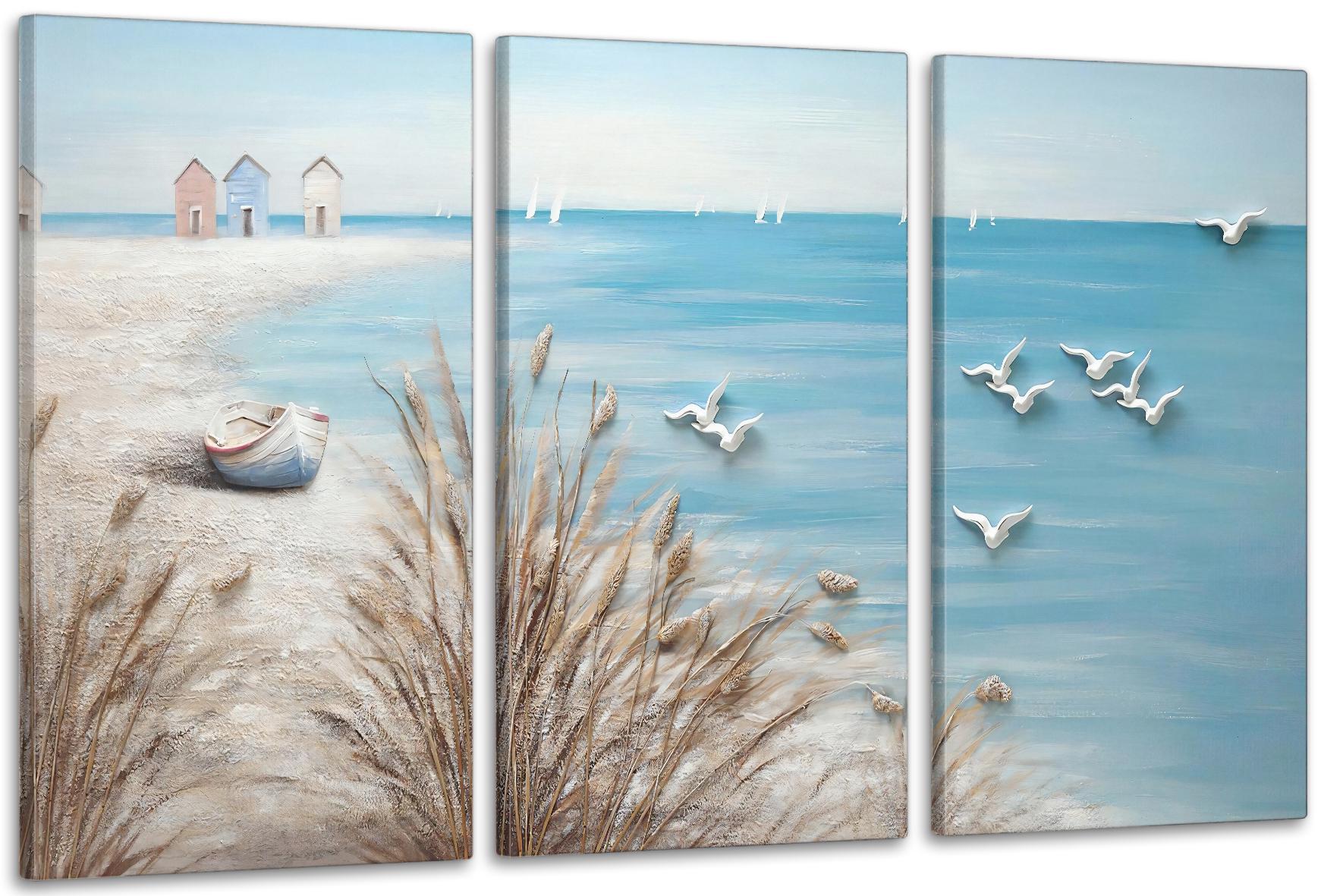 Картина модульная в гостиную/спальню Чайки на берегу 100х150 см (Art-639_3_А)