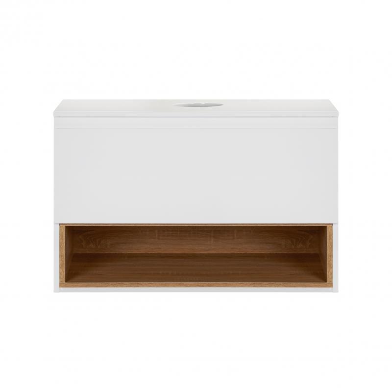 Тумба подвесная со столешницей Q-tap Robin 800х476х437 White/Whitish oak (QT1379TPН8001WWO)