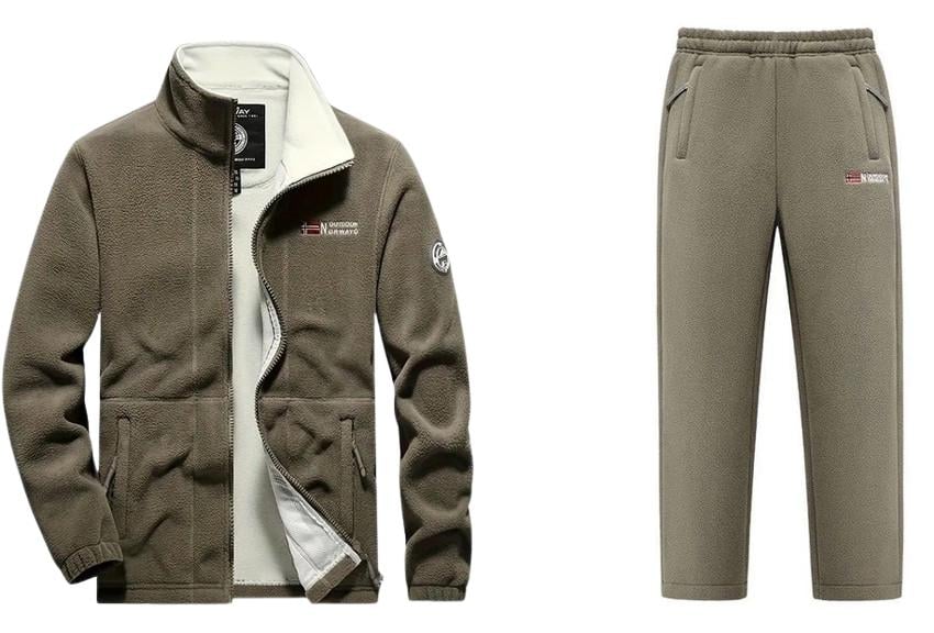 Костюм мужской Knit Outdoor Norway MX куртка теплая утолщенная флисовая/термоштаны XL р. 44 Бежевый (31394009)