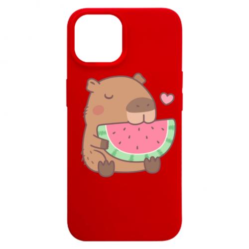 Чехол для iPhone 15 Capybara and Watermelon (16635557-3-182940)