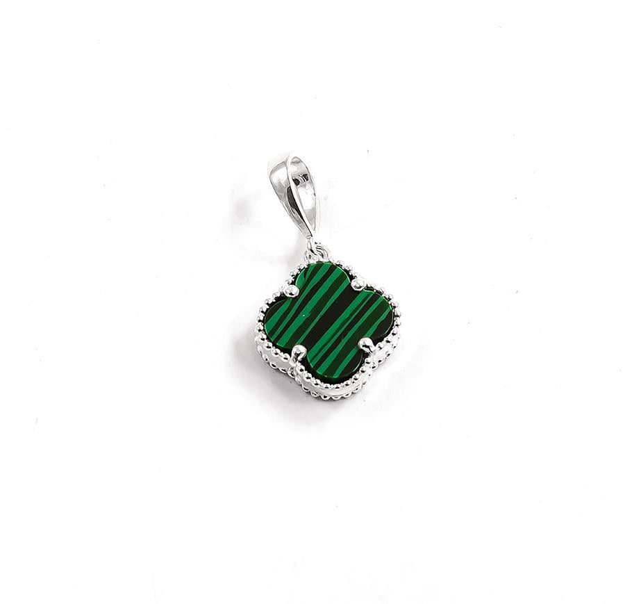 Кулон Maxi Silver 9493 Клевер с малахитом (89493)