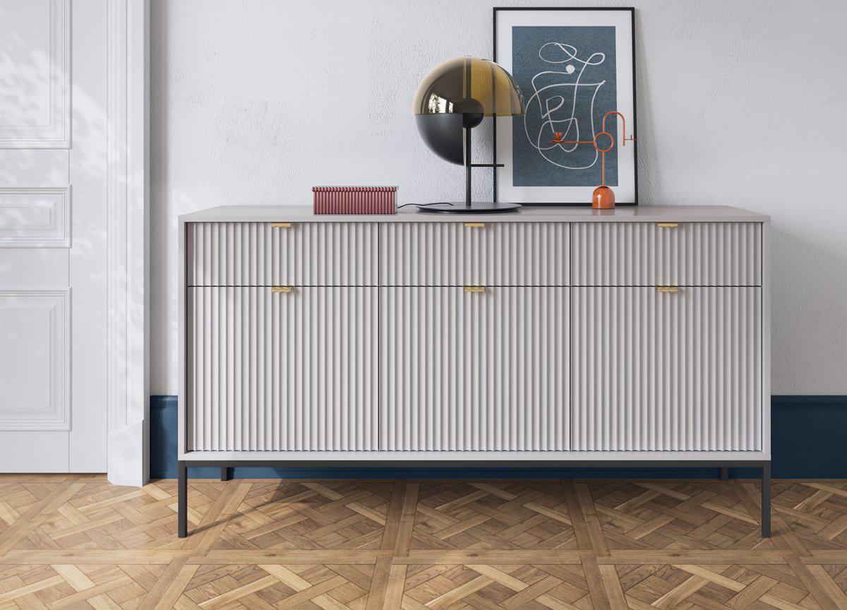 Комод Perfect Home Nova KSZ154 3-дверный с 3 ящиками и черными ножками Серый (PFH-091242)