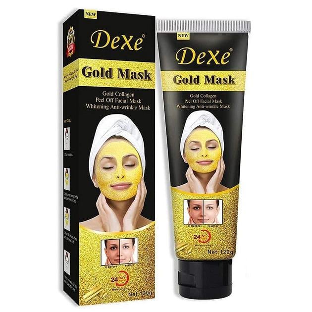 Маска-пленка Dexe Gold Mask золотая с биозолотом и коллагеном для лица (Gol-220)