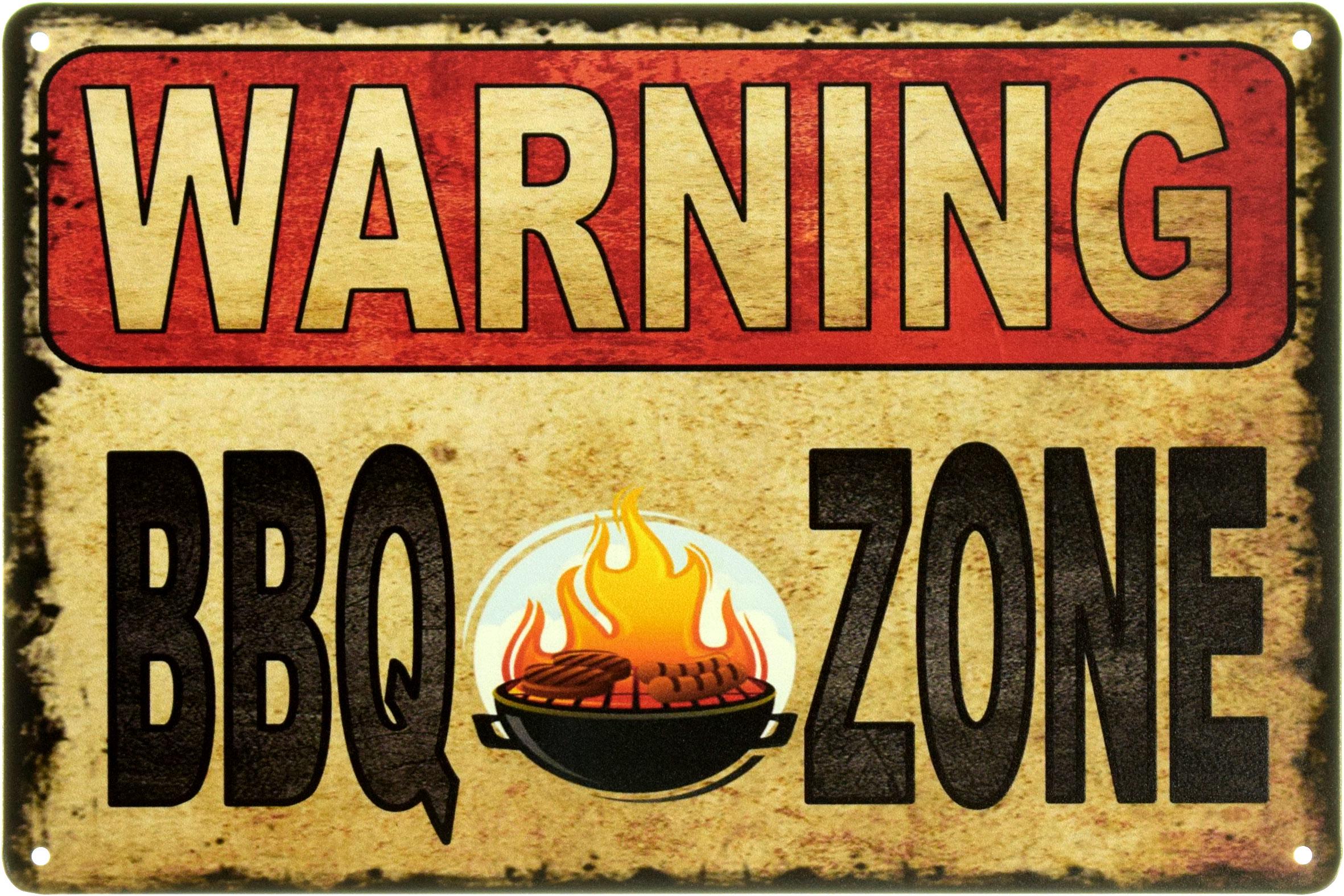 Табличка металева "Warning BBQ Zone" 20x30 см (ms-104114)