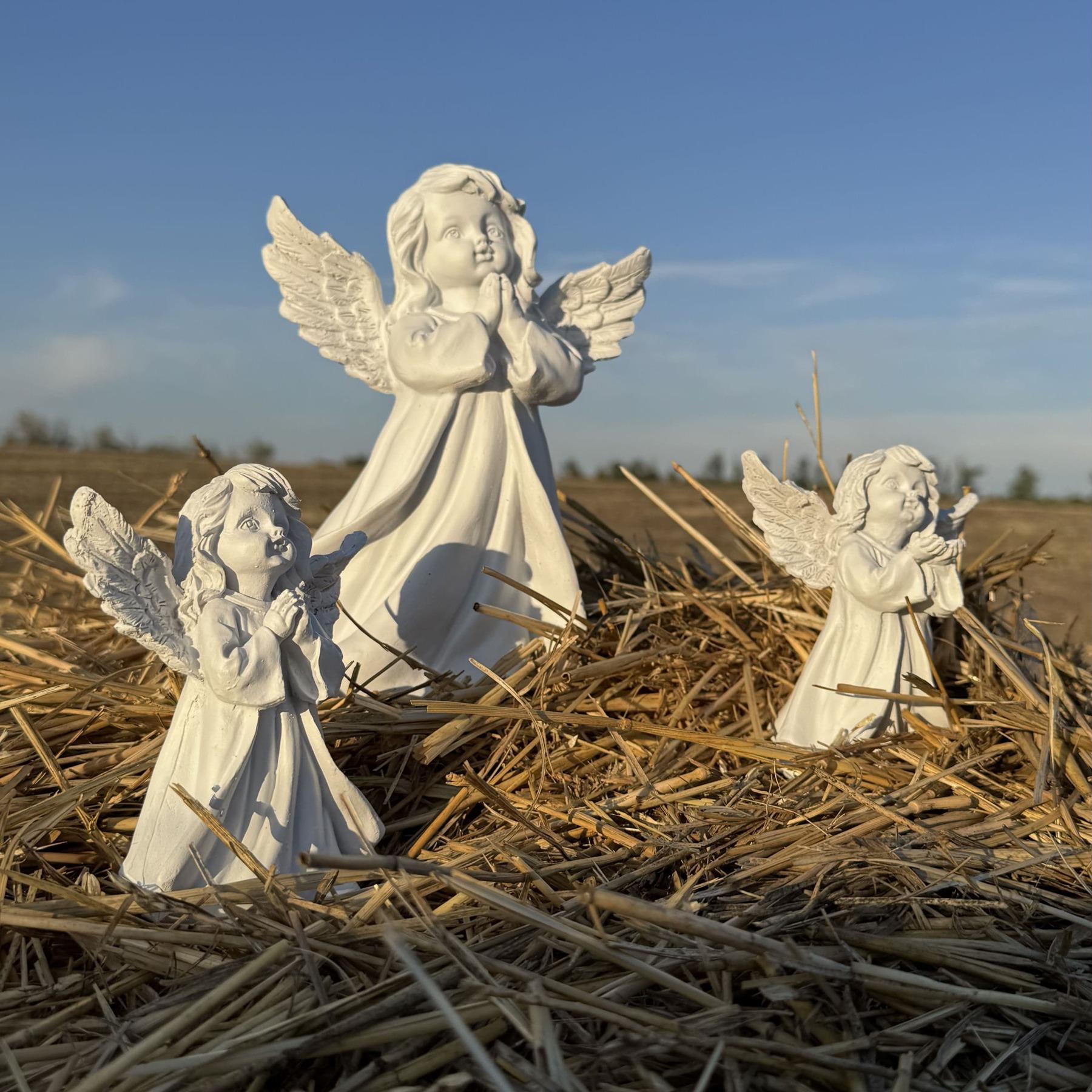 Комплект фигур Ангелов Ладони 2 шт. 13 см и Ангел молится 23 см