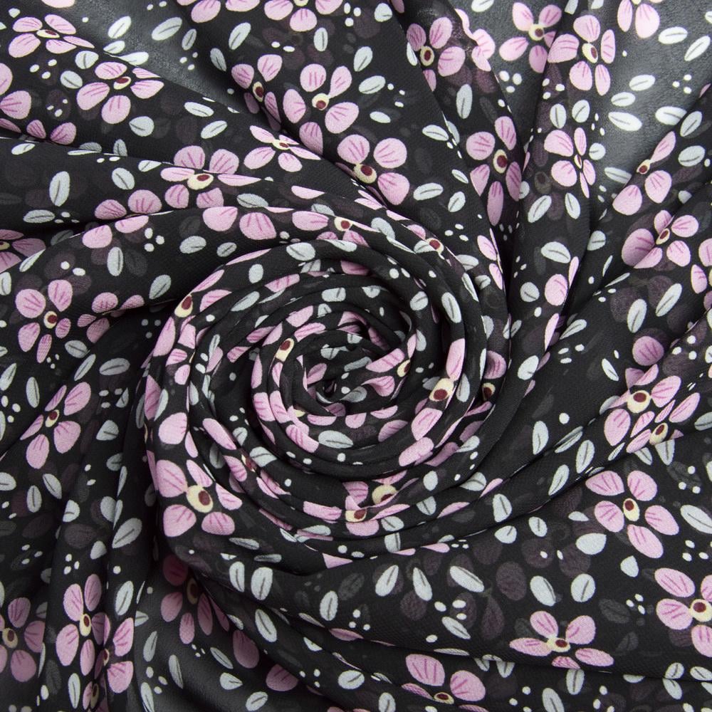 Ткань плательная шифон Маричка Черно-сиреневый (24148)