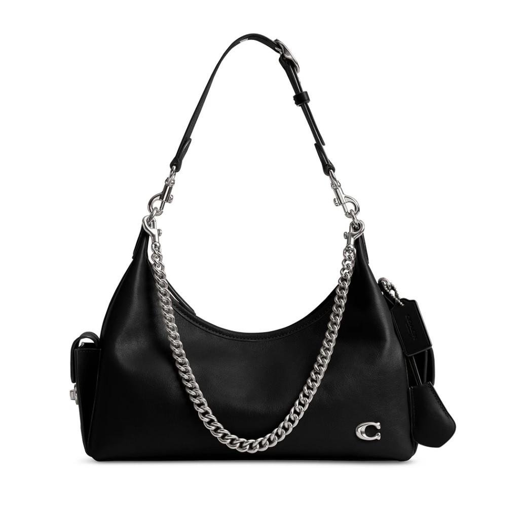 Женская сумка кожаная COACH Pocket Medium Juliet Bag 30 Silver/Black Женская сумка кожаная COACH Pocket Medium Juliet Bag 30 Silver/Black