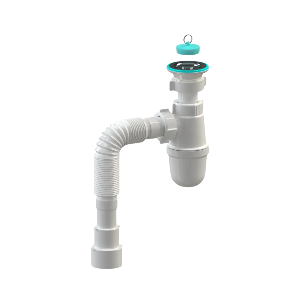 Сифон SoloPlast Т0215 для умывальника с гибкой трубой 600 мм сетка 60 мм 32/40/50 мм (2519225068)