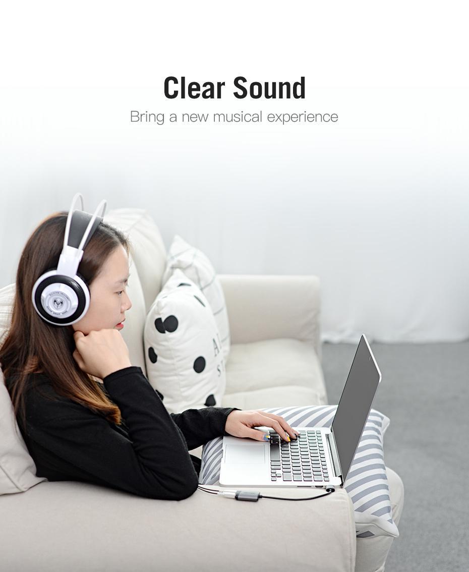 Звукова карта з підтримкою мікрофону Vention USB-2x 3,5 мм minijack 16 біт/48 кГц TRS AUX 3-піновий Сірий (CDKHB) - фото 3