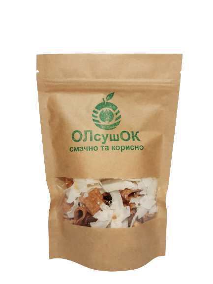 Микс банановые чипсы с кунжутом и кокосовые чипсы сушеные ОЛсушОК 60 г (4820252920033)