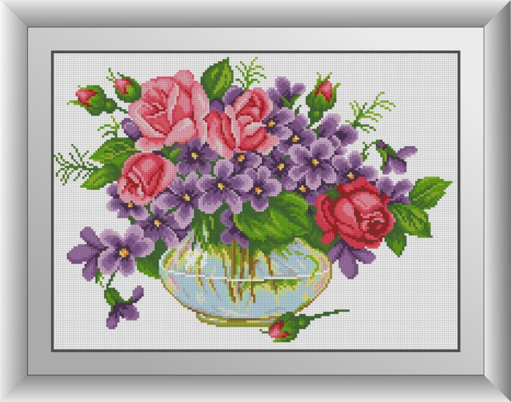 Алмазная мозаика Dream Art Фиалки с розами 34x46 см (DA.30539)