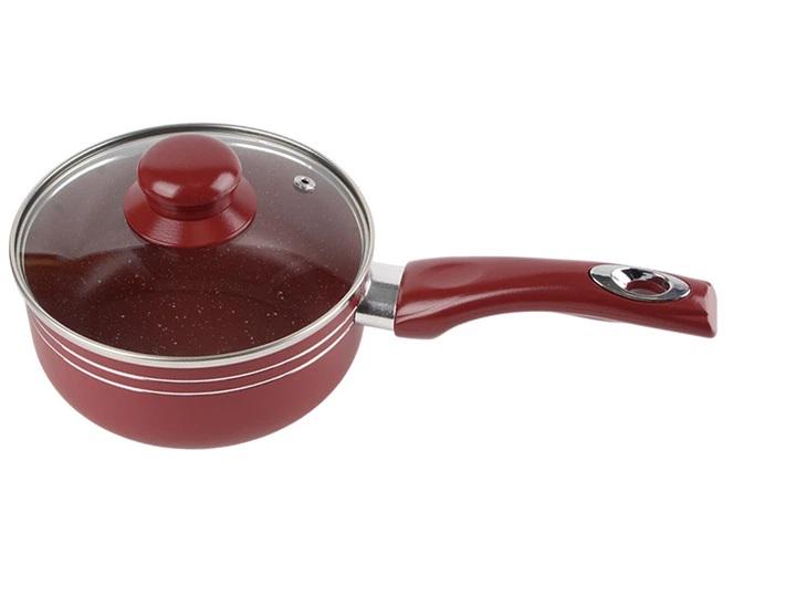 Сотейник з кришкою Stenson Мармурова крихта 16 см 1,8 л зі скляною кришкою Red (30851)
