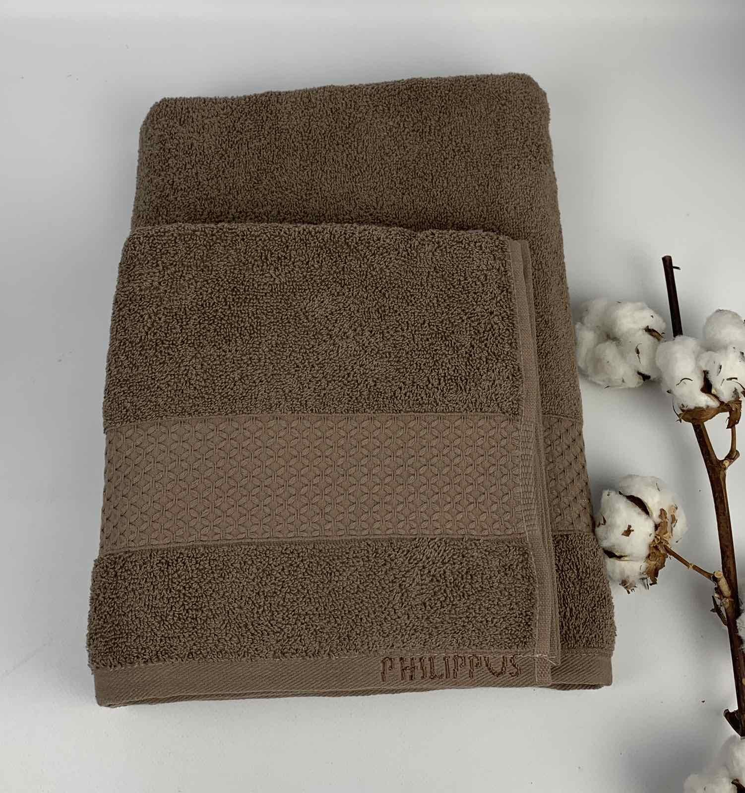 Набір рушників Philippus Collesium Cotton Pera ЕA080 2 шт. 70x140 см Світло-коричневий (CN30608) - фото 1 Набір рушників Philippus Collesium Cotton Pera ЕA080 2 шт. 70x140 см Світло-коричневий (CN30608) - фото 1