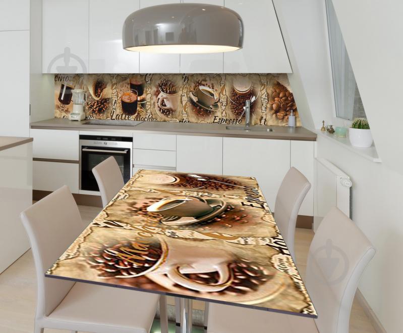 Наклейка 3Д виниловая на стол Zatarga «Чашечка латте» 650х1200 мм для домов, квартир, столов, кофейн, кафе Наклейка 3Д виниловая на стол Zatarga «Чашечка латте» 650х1200 мм для домов, квартир, столов, кофейн, кафе