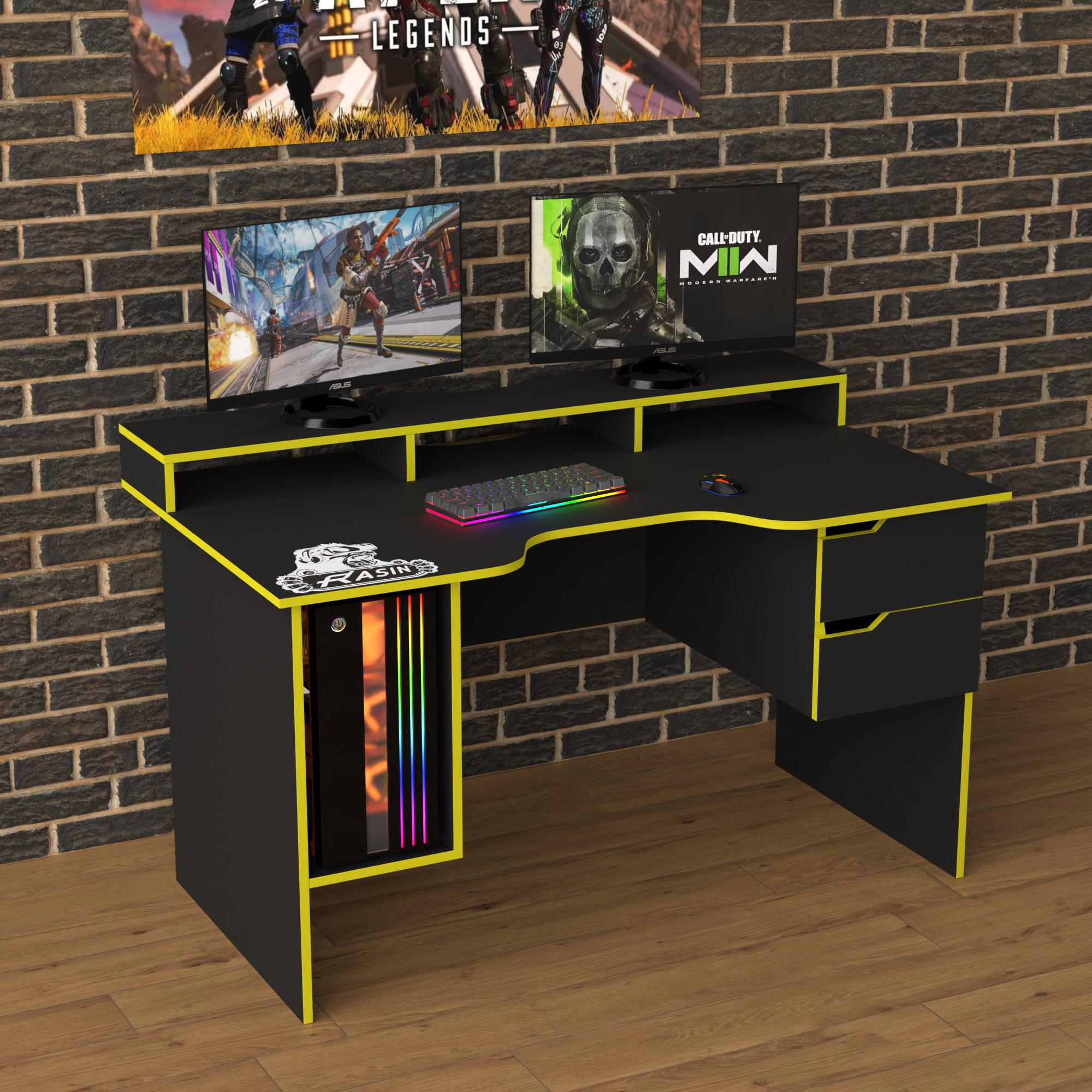 Геймерський стіл Тіса-меблі Rasin RS-10 140х80х88 см Чорний/Жовтий - фото 1 Геймерський стіл Тіса-меблі Rasin RS-10 140х80х88 см Чорний/Жовтий - фото 1