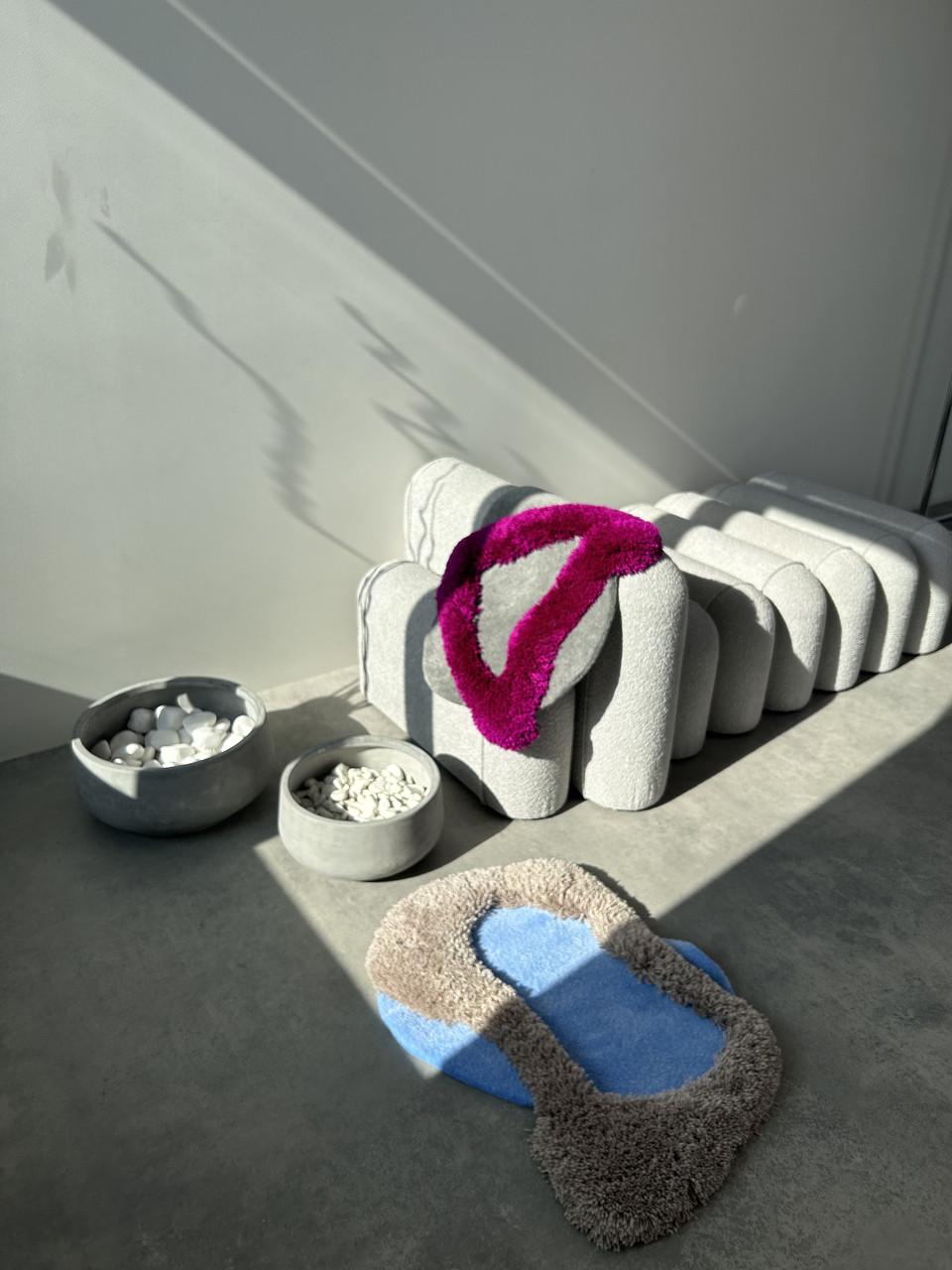 Ковер ручной работы с объемным узором Абстрактный островок 75х50 см - фото 7