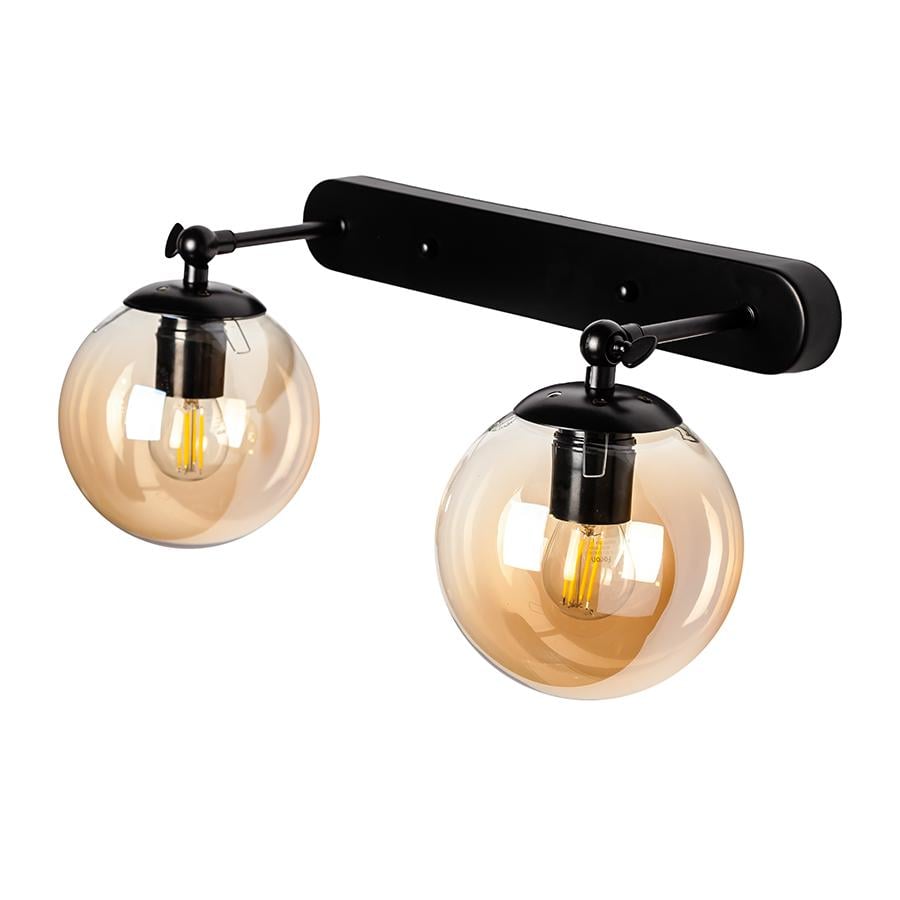 Светильник настенный шары Levistella 756WPR150F-2 BK/BR плафоны коричневые Черный