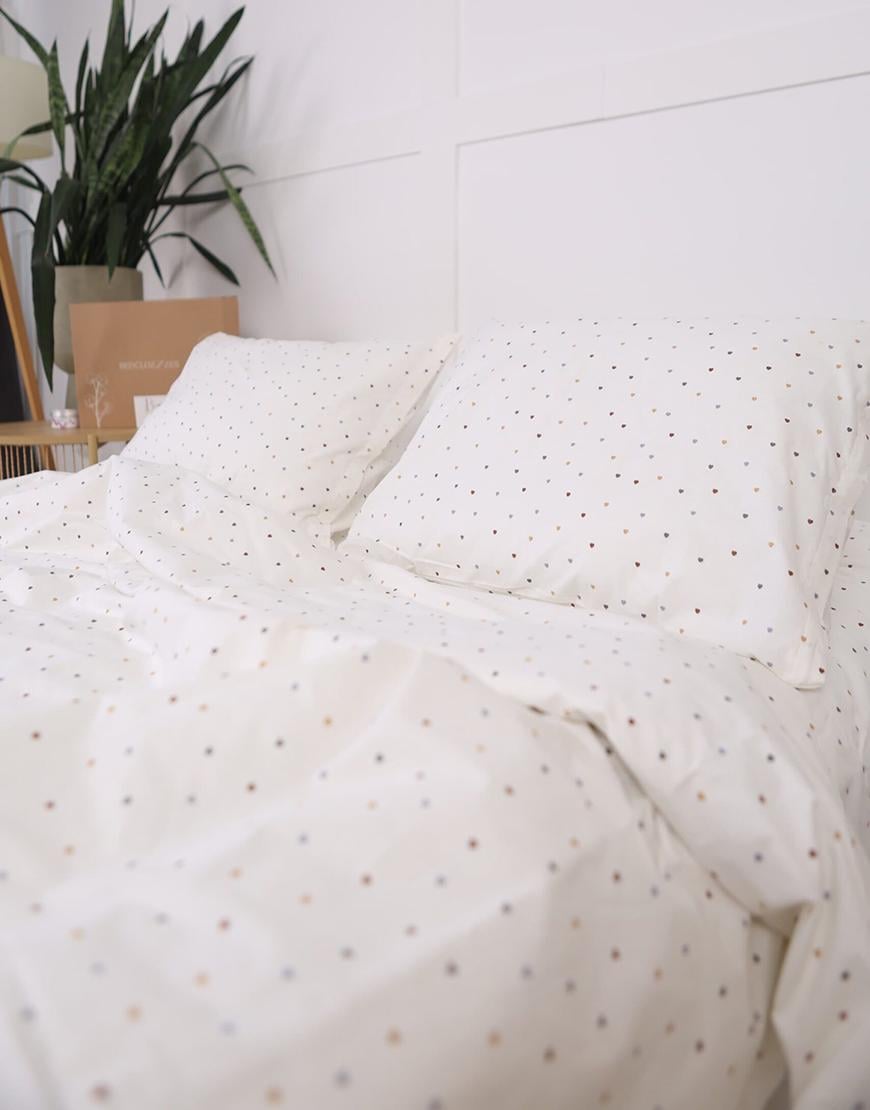 Комплект постільної білизни Ранфорс milk hearts BEDCLOZZZES білий Сімейний