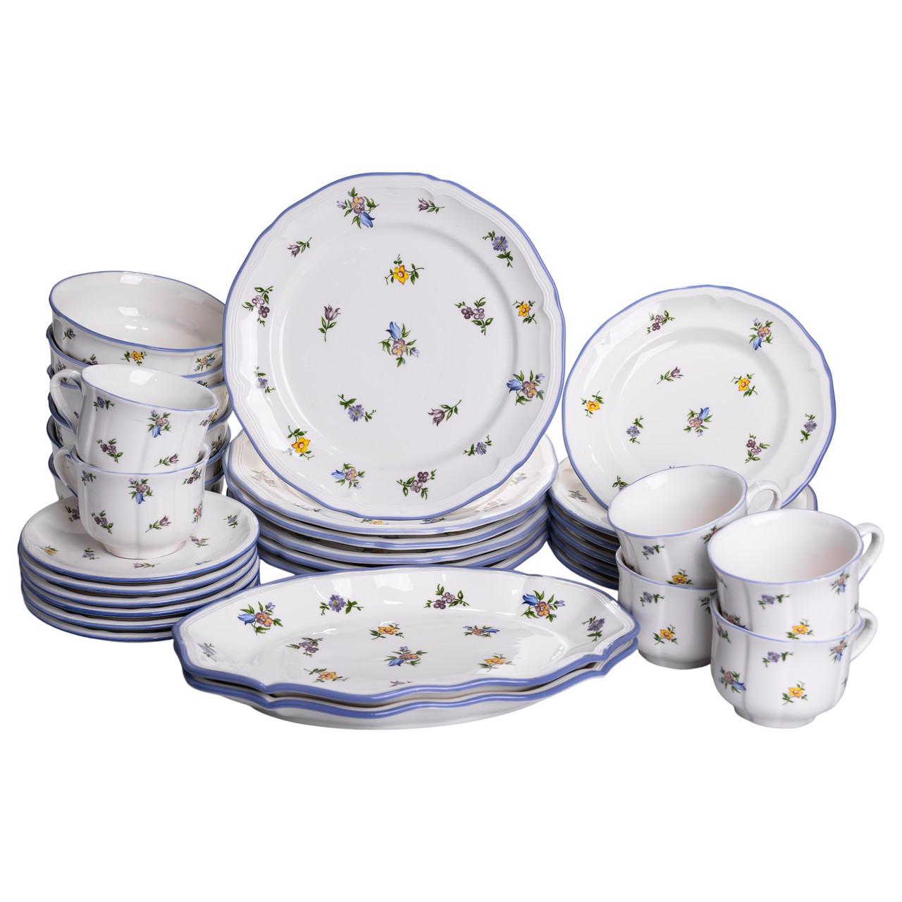 Столовый набор посуды тарелок и чашек Retro Floral 32 предметы на 6 персон фарфоровый обеденный (YY78-9A)