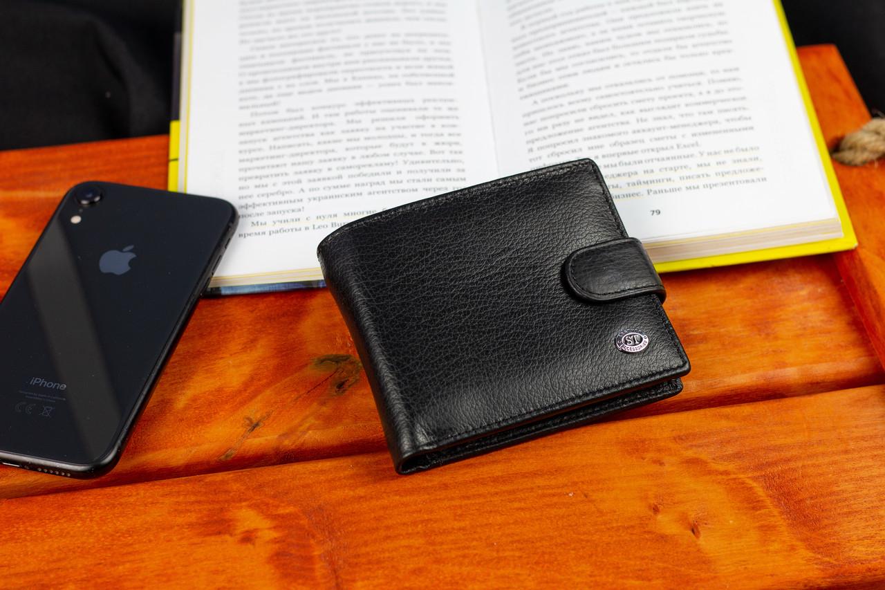 Портмоне мужское портмоне ST Leather из натуральной кожи с фиксацией Черный (ST103) - фото 8 Портмоне мужское портмоне ST Leather из натуральной кожи с фиксацией Черный (ST103) - фото 8
