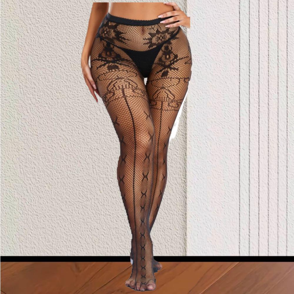 Колготки женские в сетку с рисунком One Size Черный (К6079) - фото 7