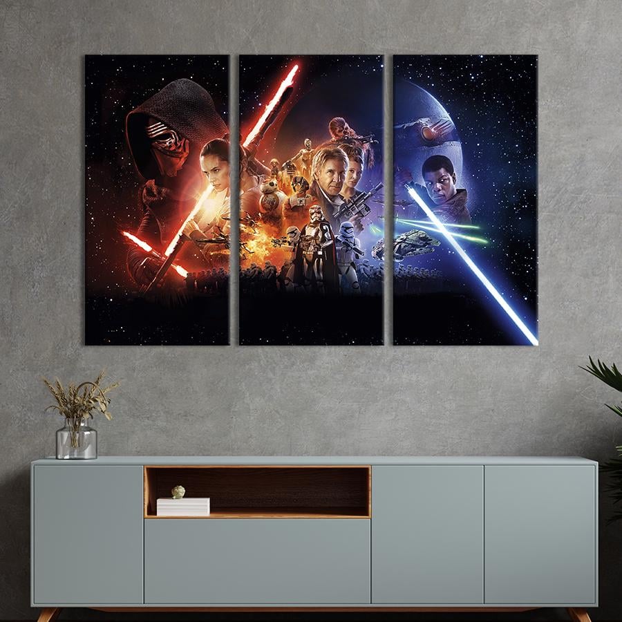 Модульная картина триптих Персонажи Star Wars: The Force Awakens 128x81 см (668-31)