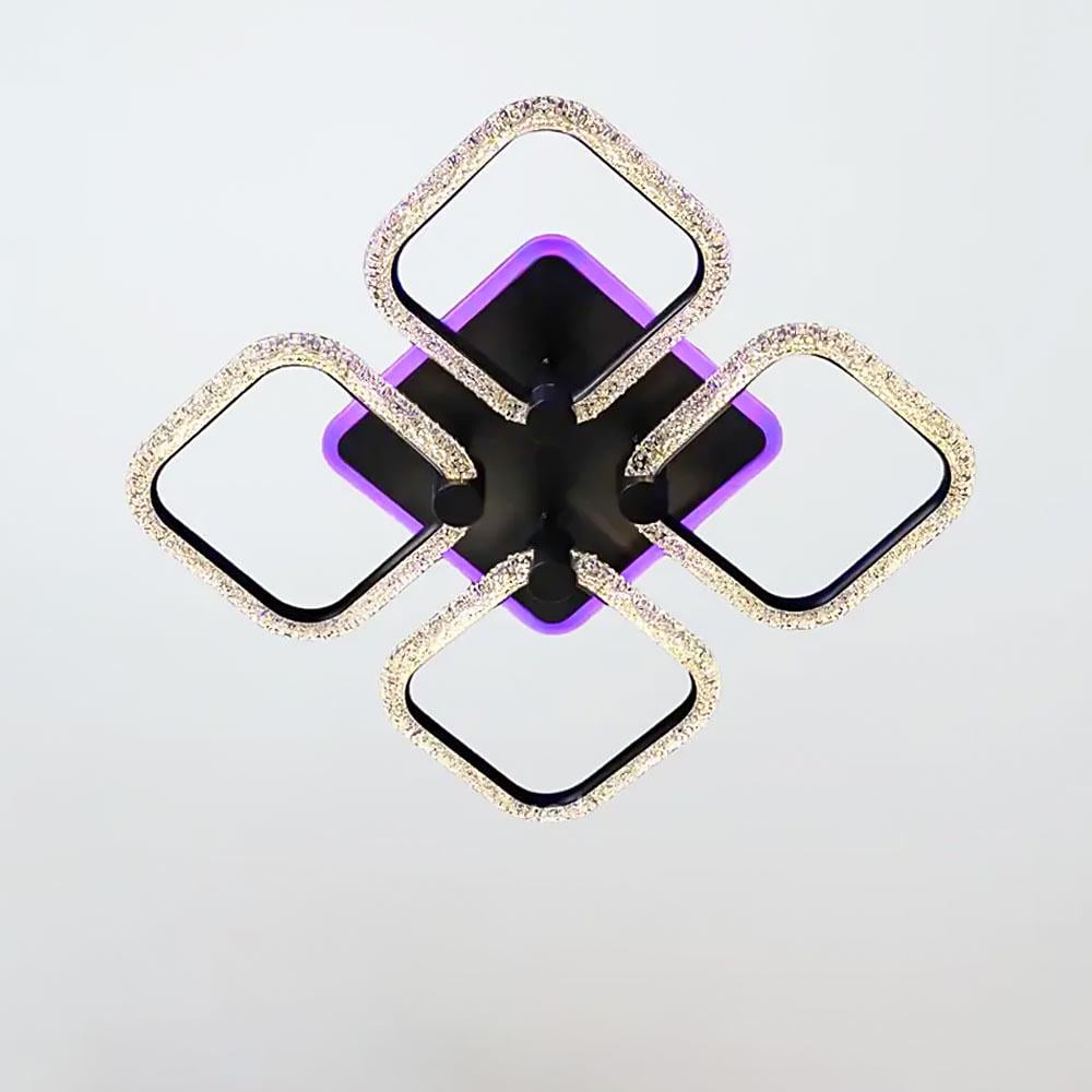 Люстра стельова світлодіодна Light House SC-19287/4C BK PK/BU/PL 88W/18W 2,4G 410х410х100 мм Чорний